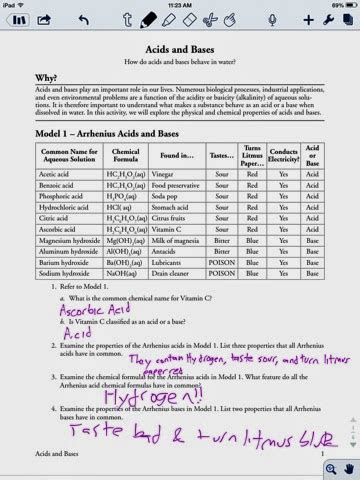 acids and bases worksheet answers pogil